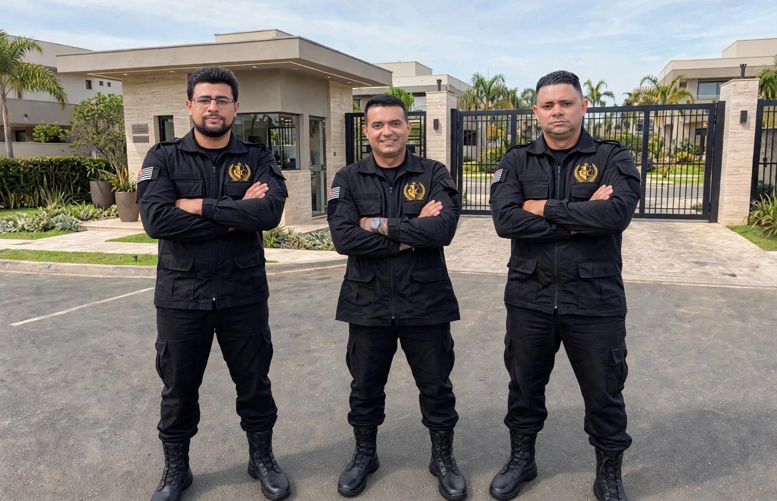 Equipe de segurança da Lex Company em supervisão na portaria do condomínio